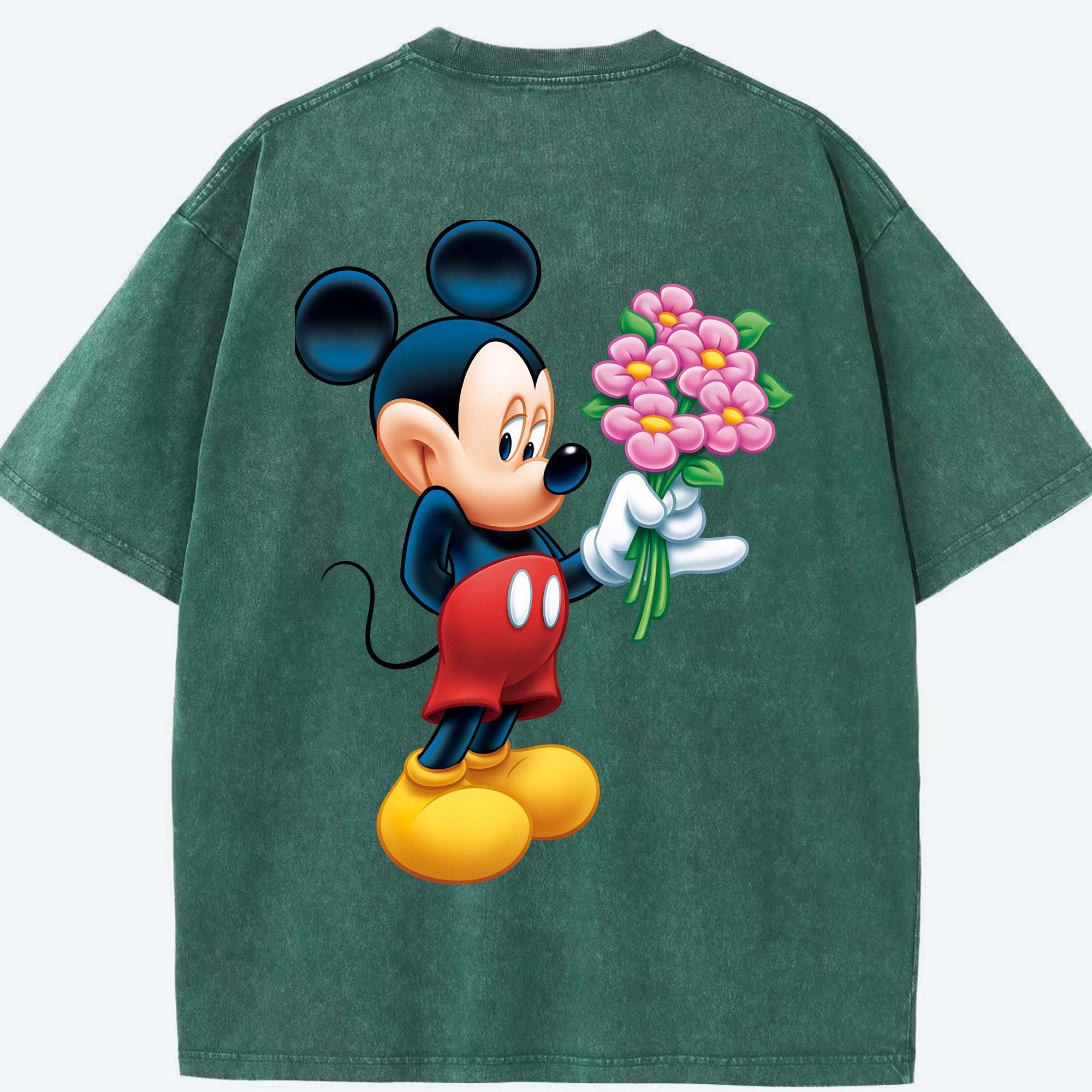 （画像用） ミッキーマウス Mickey Mouse 綿100% ヴィンテージ風 半袖Tシャツ（背面プリント）